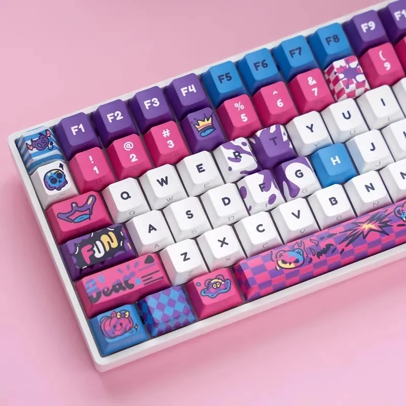 Graffiti bear keycap hot sublimation PBT side engraved luminous small full set of customization - original height 128 keys