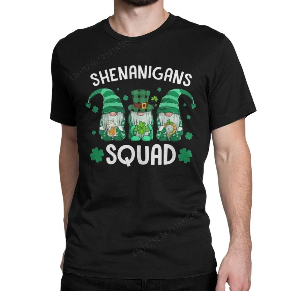 Shenanigans Squad St Patricks Day Gnomes Green Men Women's T Shirt Novelty Tees Crewneck T-Shirt Cotton Gift Idea Clothes