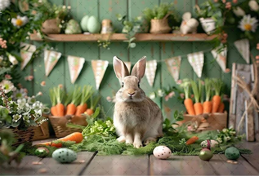 Mehofond التصوير خلفية الربيع أرنب عيد الفصح البيض الاطفال حفلة عيد ميلاد كعكة سحق صورة ديكور خلفية استوديو الصور