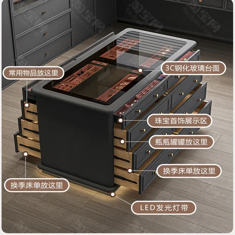 Armario de estilo francés de lujo ligero TAO TAO, armario de almacenamiento estilo crema, cómoda de exhibición de doble cara, mueble para el hogar tipo isla