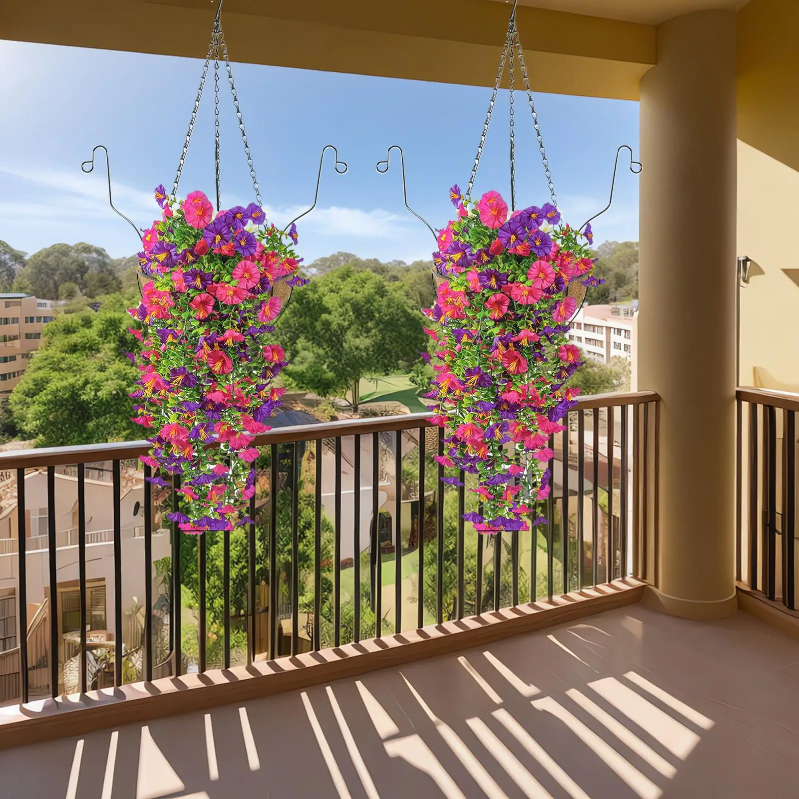 

Artificial Hangable Flowers With Basket Artificial Hangable Faux Flowers Basket Suspending Faux Floral Plant Decoration For Yard