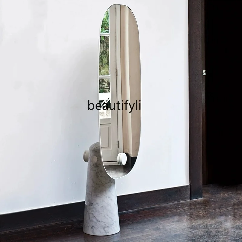 

French light luxury marble full-body mirror floor mirror modern simple living room full-length mirror