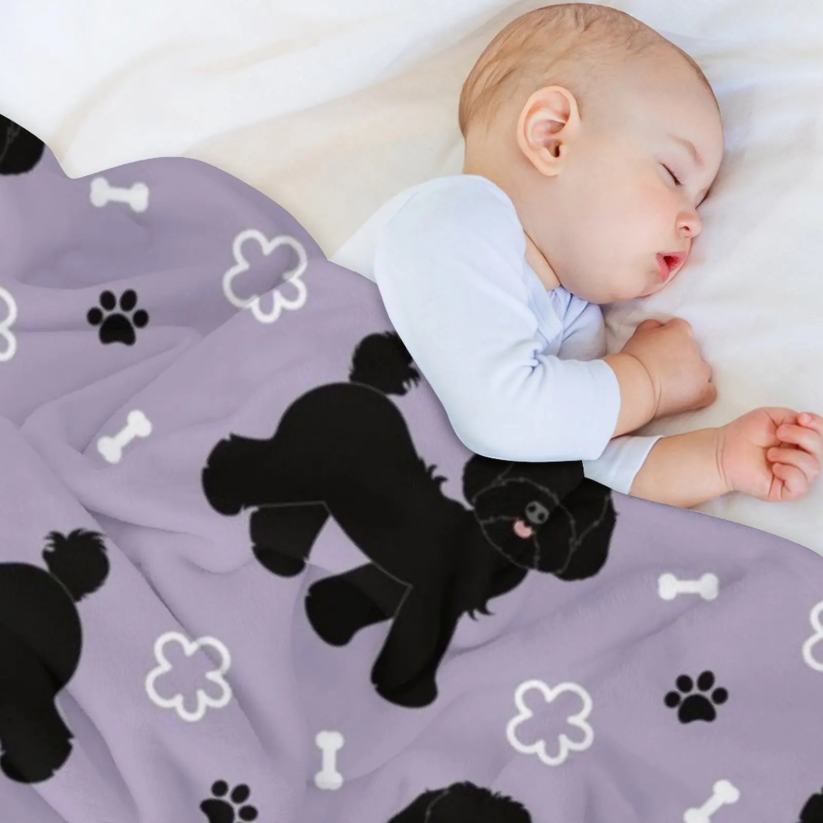 Cute Black Maltipoo Moodle Dog Throw Blanket Bed Fashionable Decorative Sofas Plaid Stuffeds Blankets #5