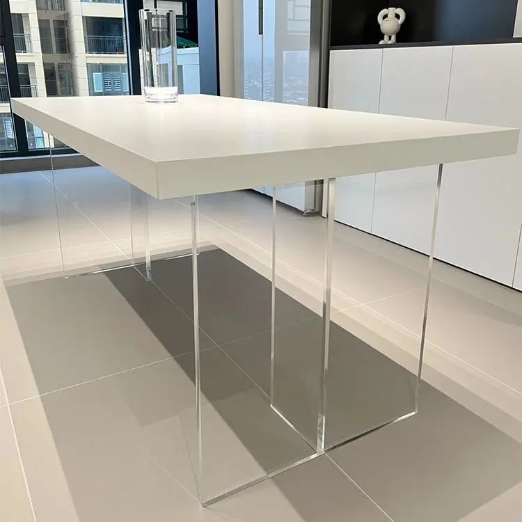 CX acrylic suspended rock slab dining table, minimalist and transparent, rectangular household