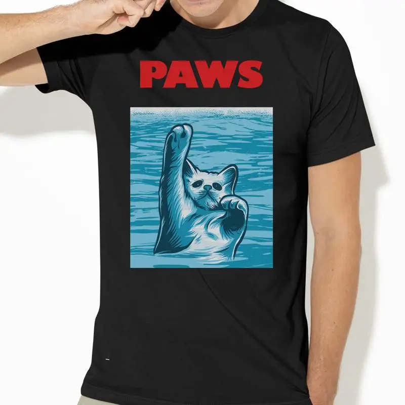 

Любители кошек дизайн лапы постер фильма акула и мавп милая забавная футболка фанат полноцветный принт папа мама