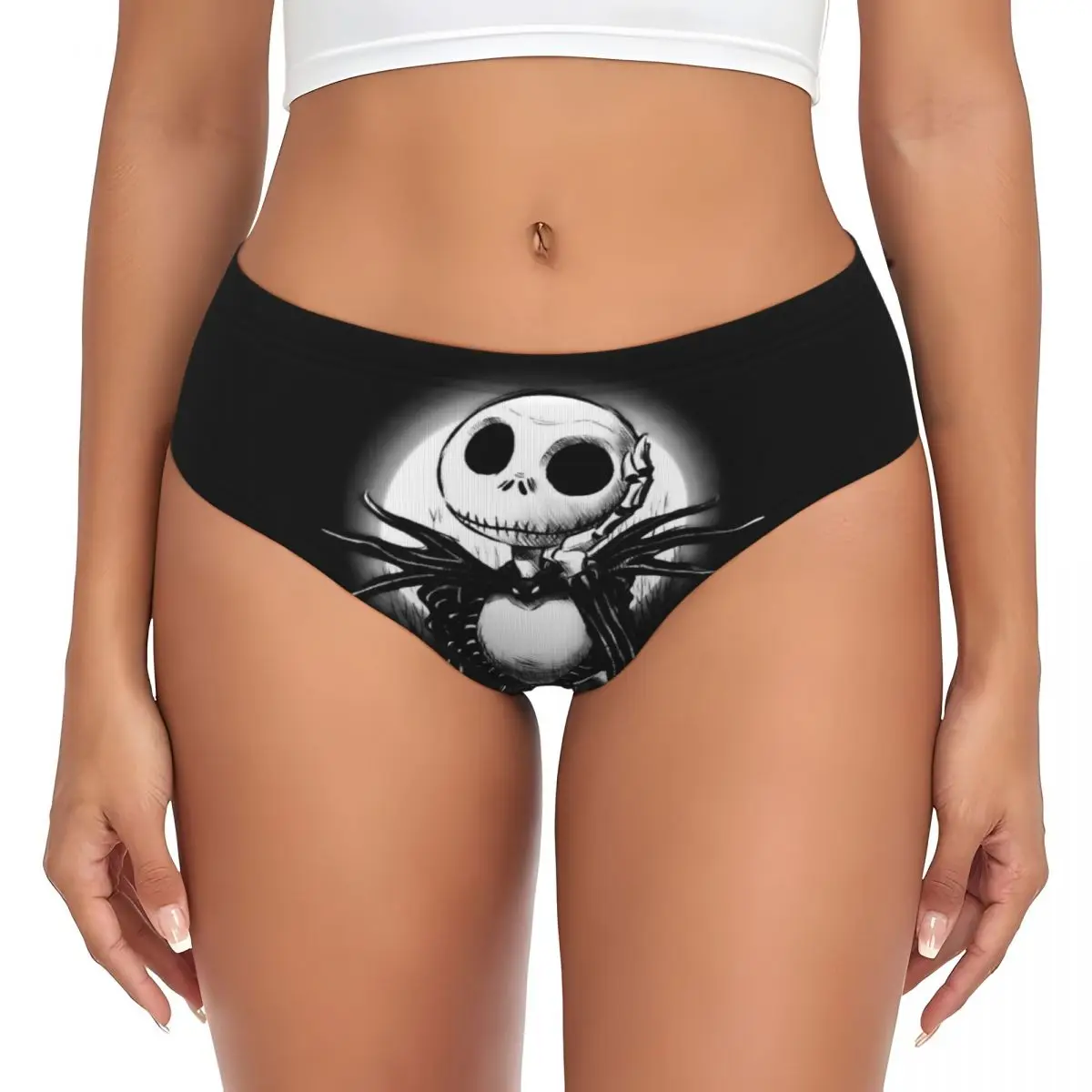 カスタムナイトメア・ビフォア・クリスマスパンティー下着女性快適ホラー映画スケルトンジャックナイトブリーフパンツ