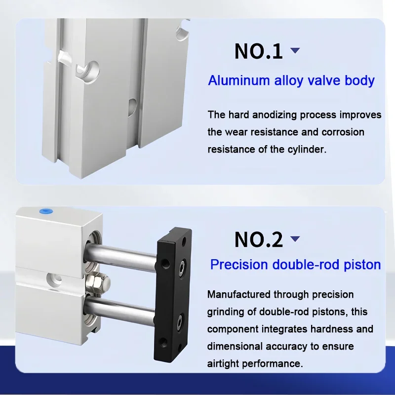 TN Series Airtac Type Double Rod Cylinder 2-Axis Double Acting Pneumatic Air Cylinder With Magnet Stroke10-125Bore10/16/20/25/32