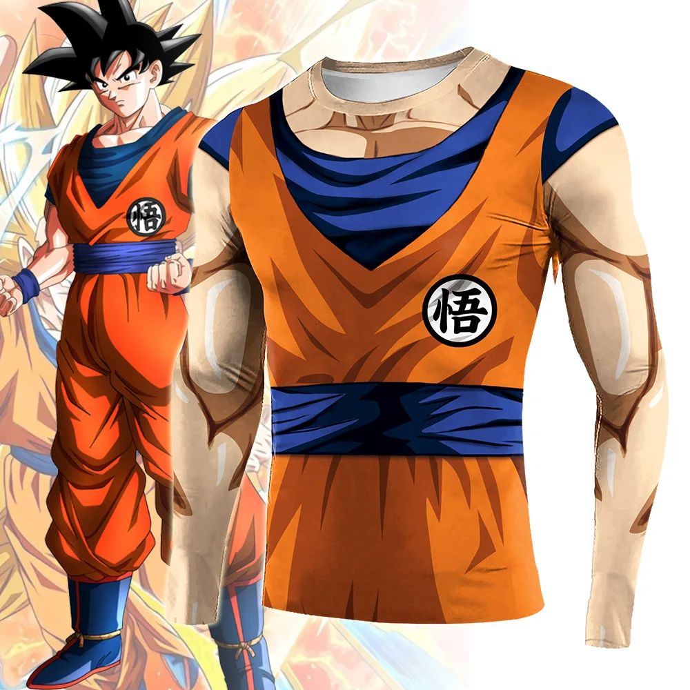 Dragon Ball Super T-shirt Goku Men\'s Short Sleeve Compression Tight Fitness Gym Sports Printing Running Tracksuit Hero Jerseys