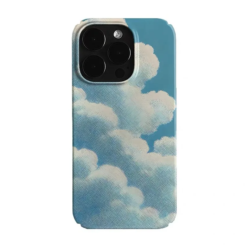 

Painting with Blue Sky and White Clouds Phone Case for IPHONE 17 Air 16E 15 PROMAX 14 Plus 13 12 MINI 11 XR Acrylic Phone Cover
