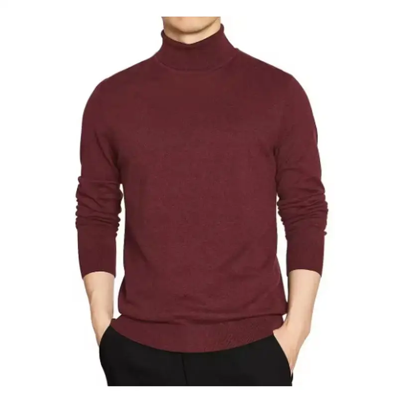 SweatwearTurtleneck Sweater Men Pullover Basic Solid High Neck Sweater Male Black Grey Knitwear Man Warm Loose Tops
