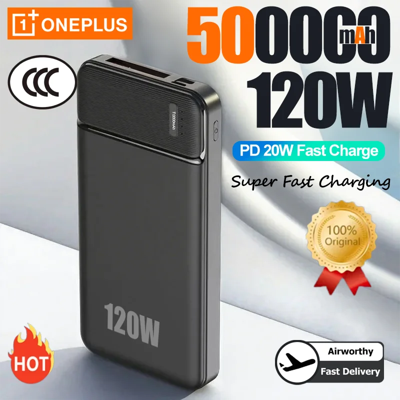 OnePlus 50000mAh PowerBank 120W شاحن محمول فائق السرعة بطارية خارجية PowerBank إمداد عالي السعة لهاتف iPhone Samsung
