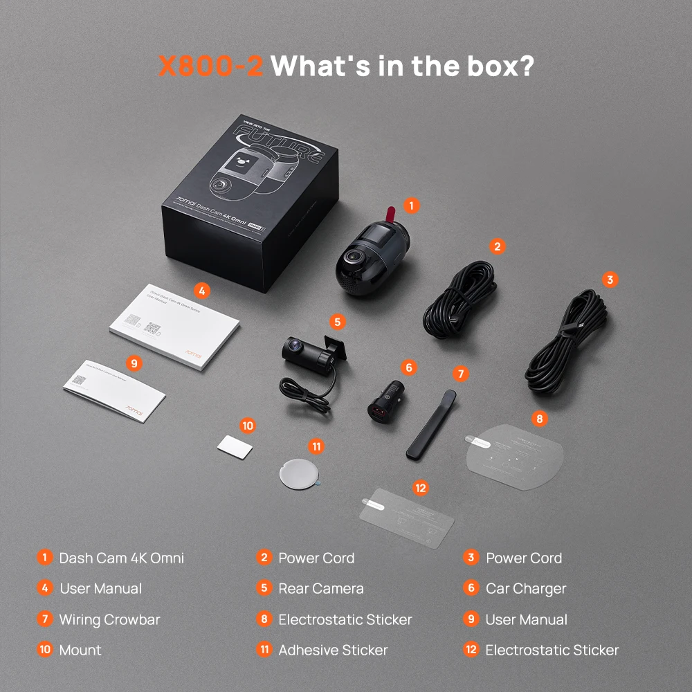Global Version 70mai Dash Cam 4K Omni X800 360° Rotating Dual-Channel HDR Supported 4G Compatible Supercapacitor 70mai X800 Omni