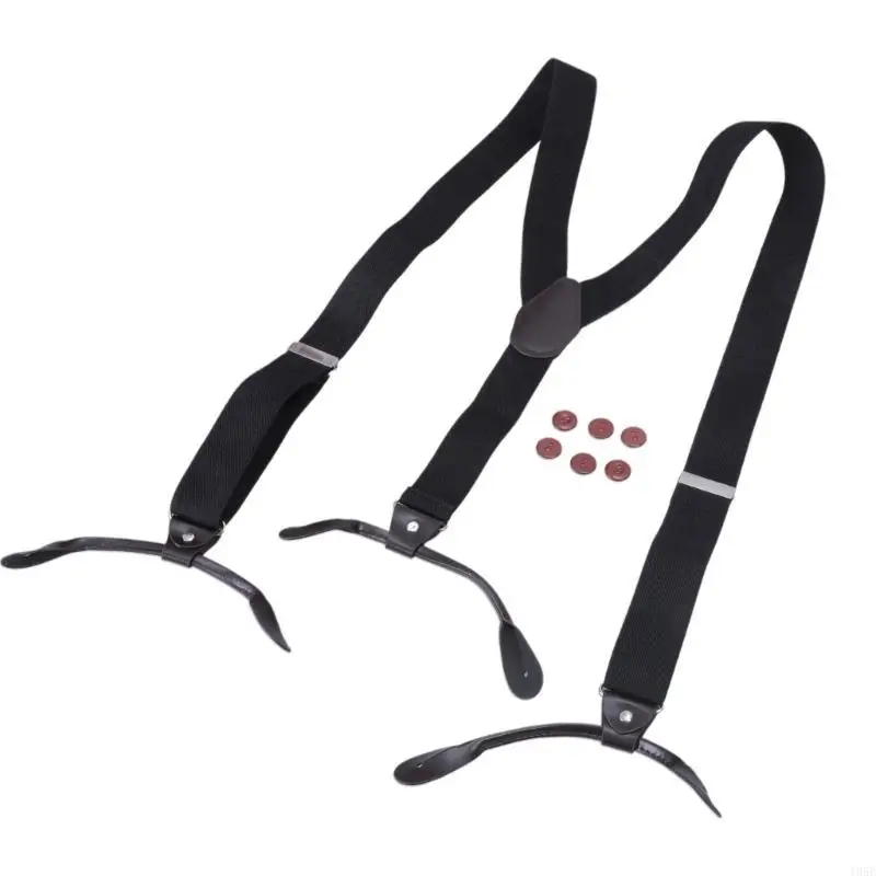 195E スタイリッシュな Y 字型サスペンダー、長さ調節可能、ほとんどの男性、女性のボタンエンドに適しており、さまざまな機会に最適です。