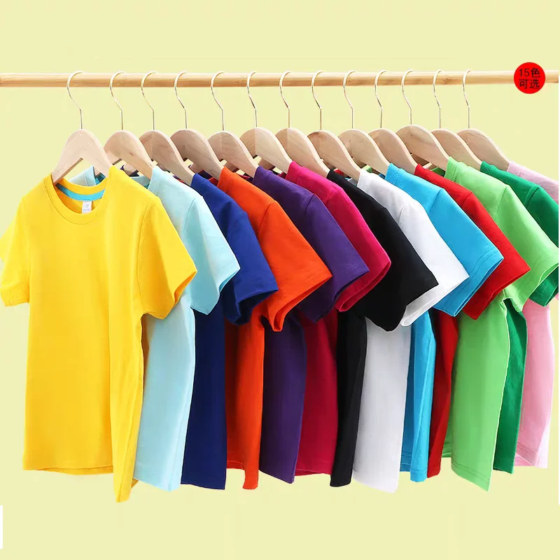 

Fashion Cotton T Shirt for Girls 13 Solid Summer Sport Boys T Shirt Short Sleeves Kids Top Birthday Gift Pink Yellow 2-12 Years
