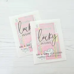 Scratch Card Holder Wedding Favour Packets Lucky in Love - 100% Biodegradable Glassine Personalised Wedding Favours Bags
