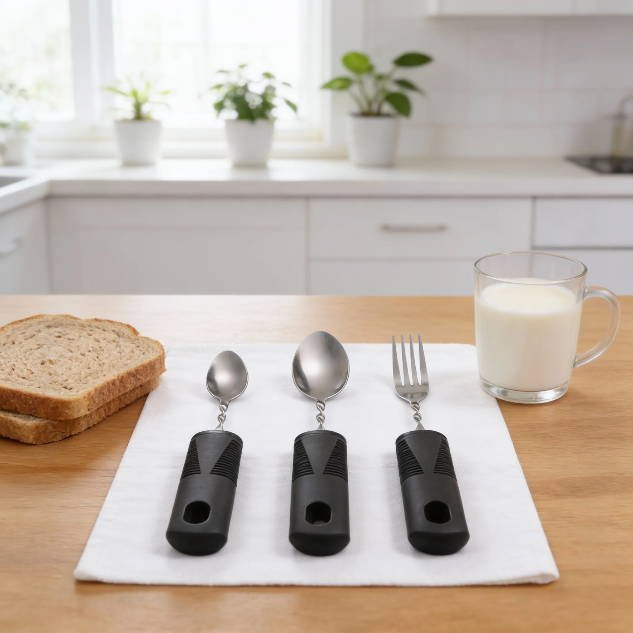 

3Pcs Adaptive Utensils Set for Elderly Disabled Anti-Shake Tableware Portable Flexible Bendable Weighted Fork Spoon