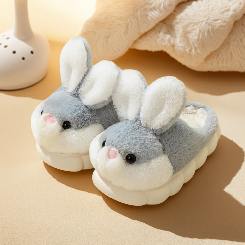 

Plush Rabbit Slippers Warm Bunny Slippers Comfortable Thermal Animal Slippers Anti Slip Fluffy Home Slippers Cute for Boys Girls