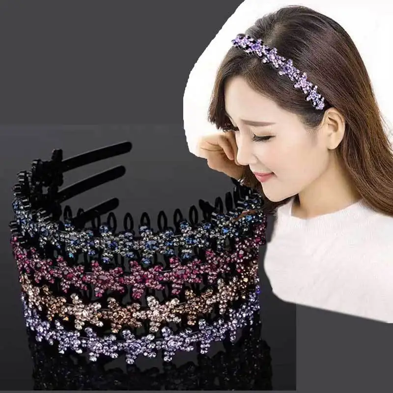 Nowa moda gorąca sprzedaży wykwintne luksusowe Rhinestone kryształowy kwiat z pałąkiem na głowę opaska do włosów dla kobiet dziewczyna akcesoria do włosów nakrycia głowy