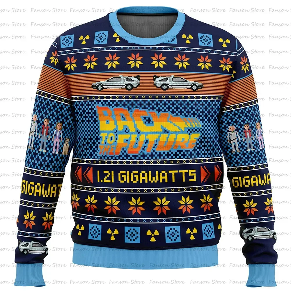 Back To The Future Ugly Christmas Sweater Cartoon Anime Women Men Pullover Tops 2024 New Style Fashion Couple Sweaters