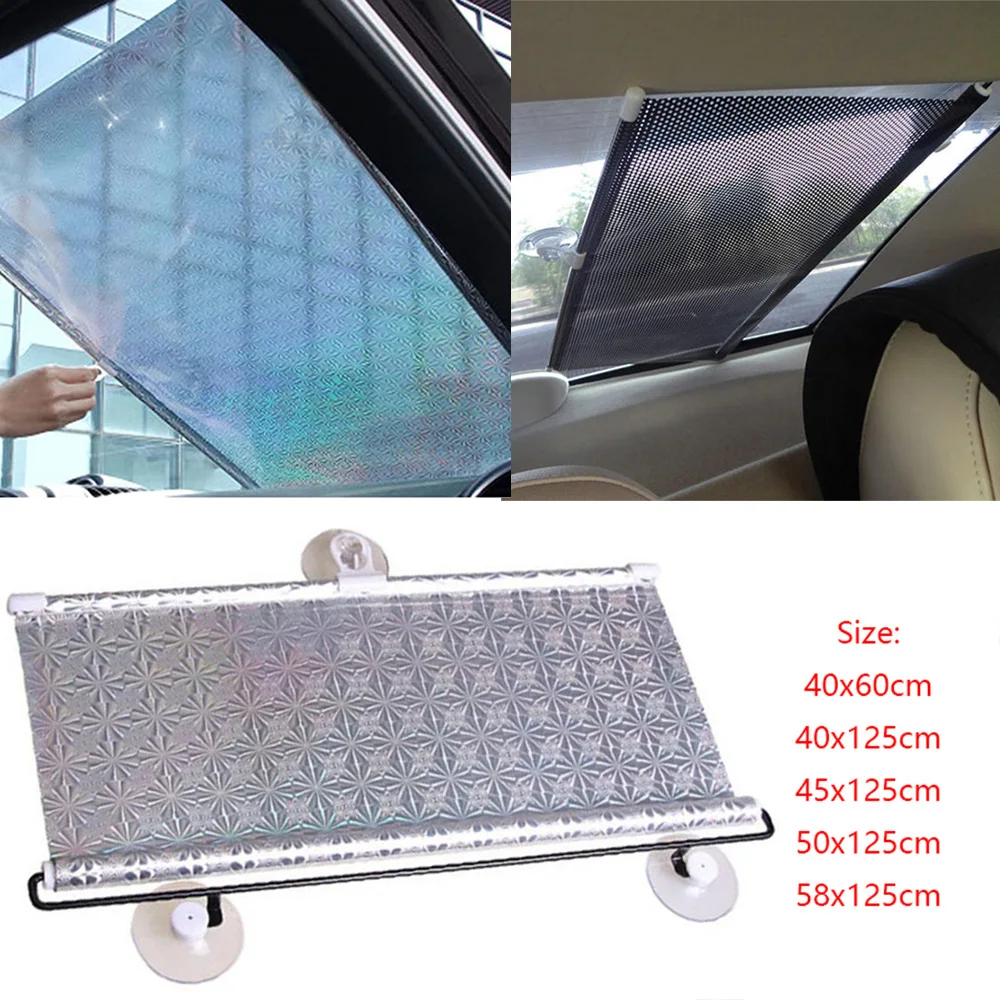 Rolo Universal Car Sunshade Janela Filme Reflexivo Dobrável Sun Sombra Escritório Sun Sombra Casa Cortina De Vidro Anti-UV Sun Sombra