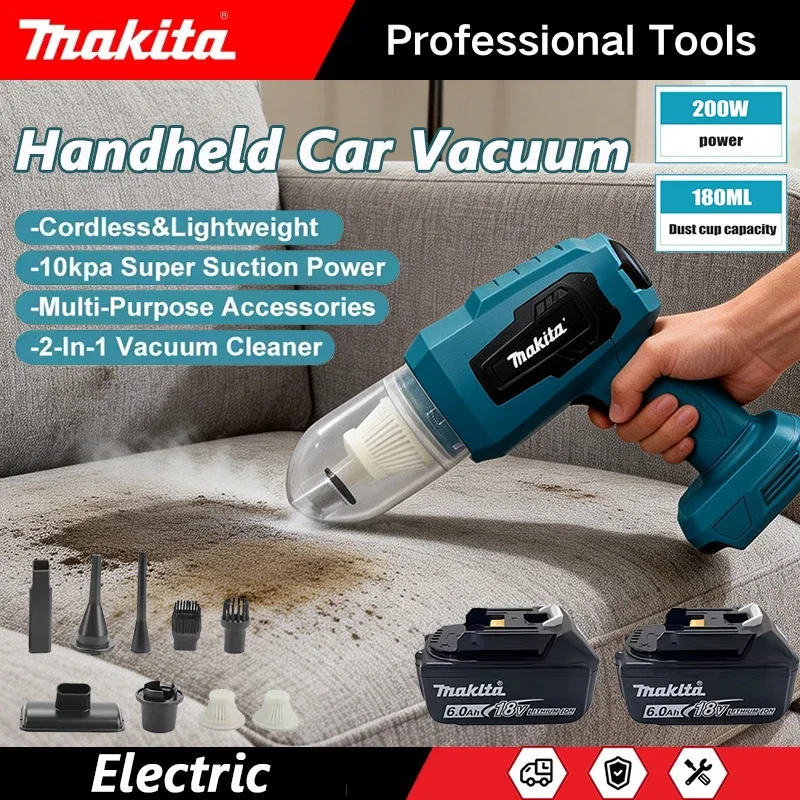 

Makita Strong Suction Mini Electric Vacuum Cleaner Wireless Handheld Home Cleaner Blower With 7 Nozzeles For 18V Battery