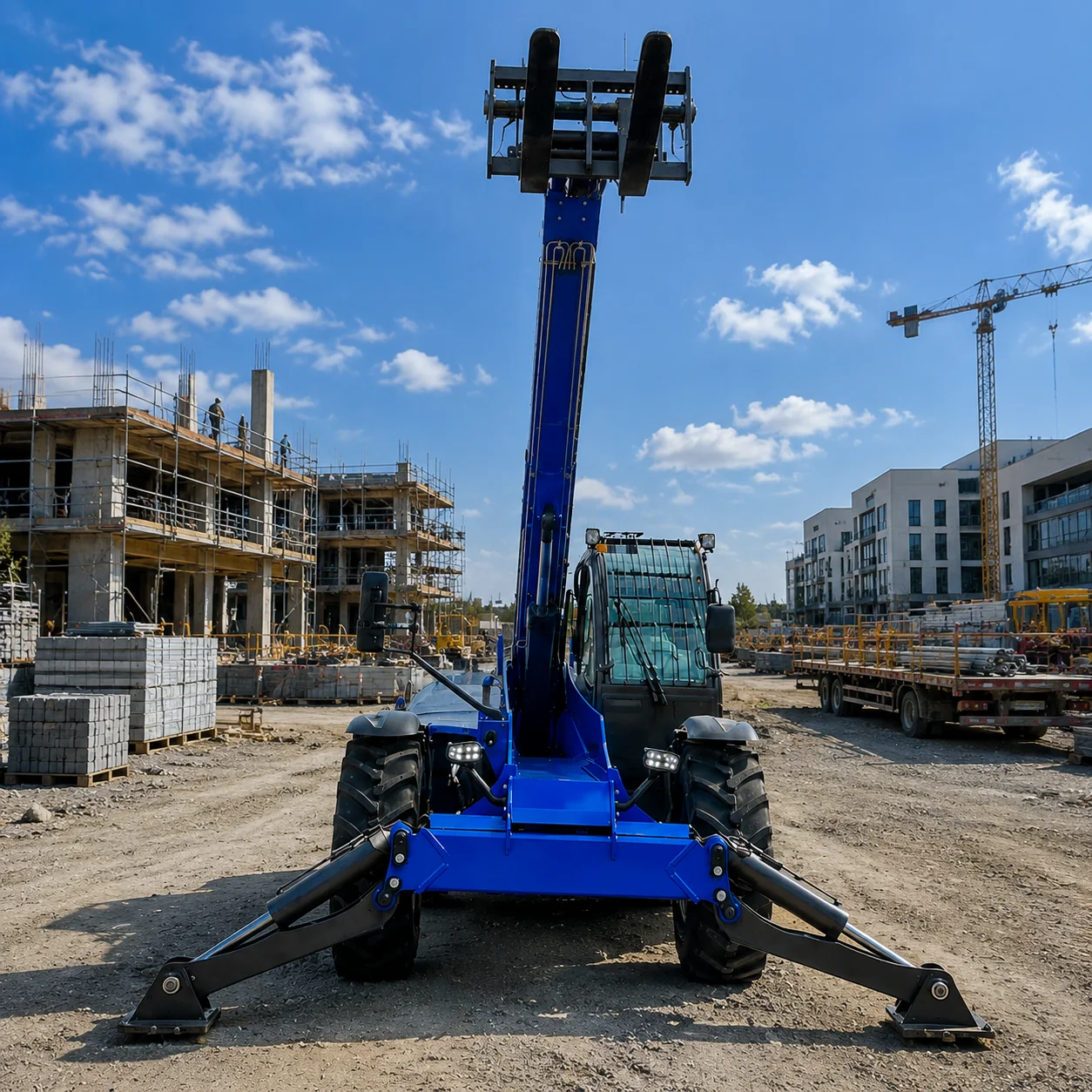 Telescopic Forklift Loader 4WD Hydraulic Forklift Telehandler for Pallet Lifting Construction Agriculture Use