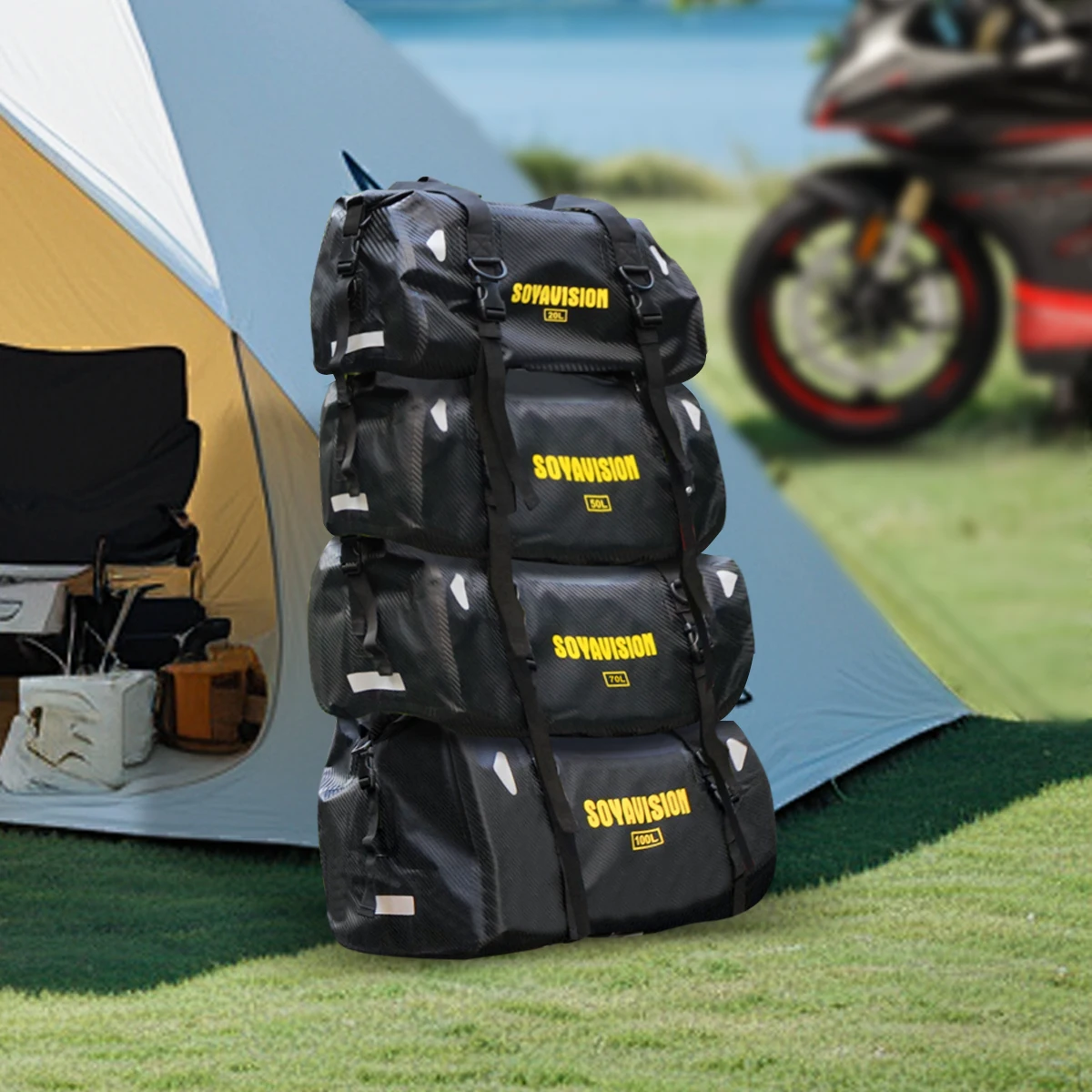 Motorrad Zubehör Tasche Wasserdichte Rücksitz Tasche Stamm Taschen Reise Gepäck Träger Tragbare Sattel Außerhalb Radfahren 40L 66L