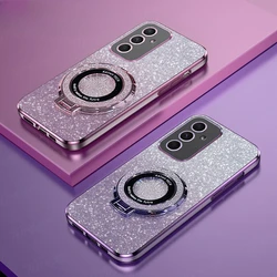 Luxury Gradient Glitter Case for Samsung Galaxy A55 A35 A25 A15 A73 A72 A71 A54 A53 A52 Magnetic Holde Plating Silicone Cover
