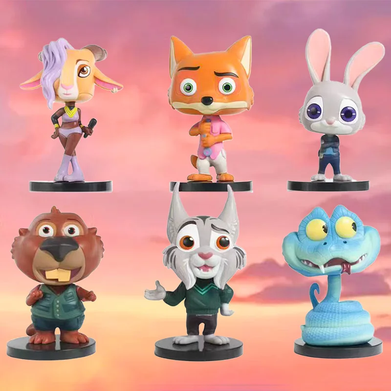 

6Pcs/Set Zootopia Zootropolis Judy Hopps Nick Wilde Cartoon Movie Action Figure Toys Collection Model Cute Doll Gift Decoratio