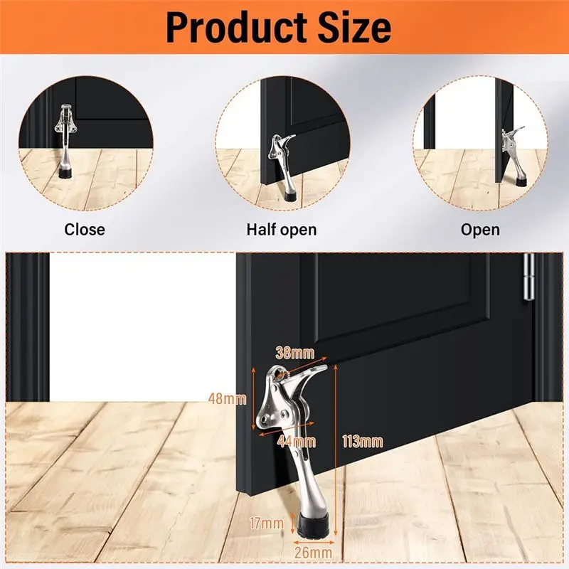 

A78I 6 сверхмощных дверных упоров для снизу с регулируемыми резиновыми наконечниками, пружинный дверной стопор, замена дверных упоров, 4 дюйма