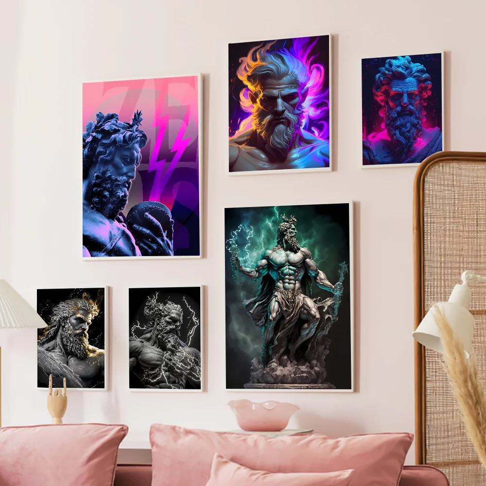 Zeus النحت أنيمي الملصقات لزجة ورق أبيض ملصق DIY غرفة بار مقهى Kawaii غرفة ديكور