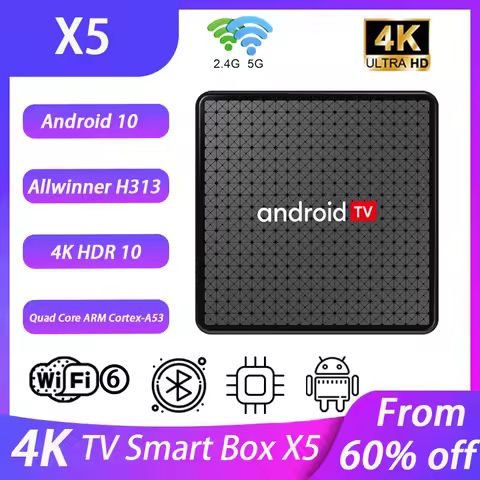 X5 TV Box Android 10 Allwinner H313 Smart TV BOX 4K@60FPS 2.4G&amp;5G Dual Wifi HD Google Voice Media Player Set Top Box