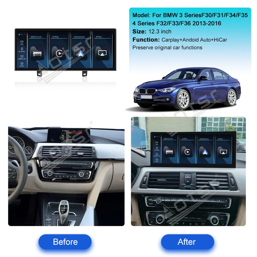 12.3 Inch Silky smooth  Android Car Radio For BMW 3 Series F30/F31/F34/F35 CIC&CCC Video Player Stereo Auto GPS Navi DSP Carplay