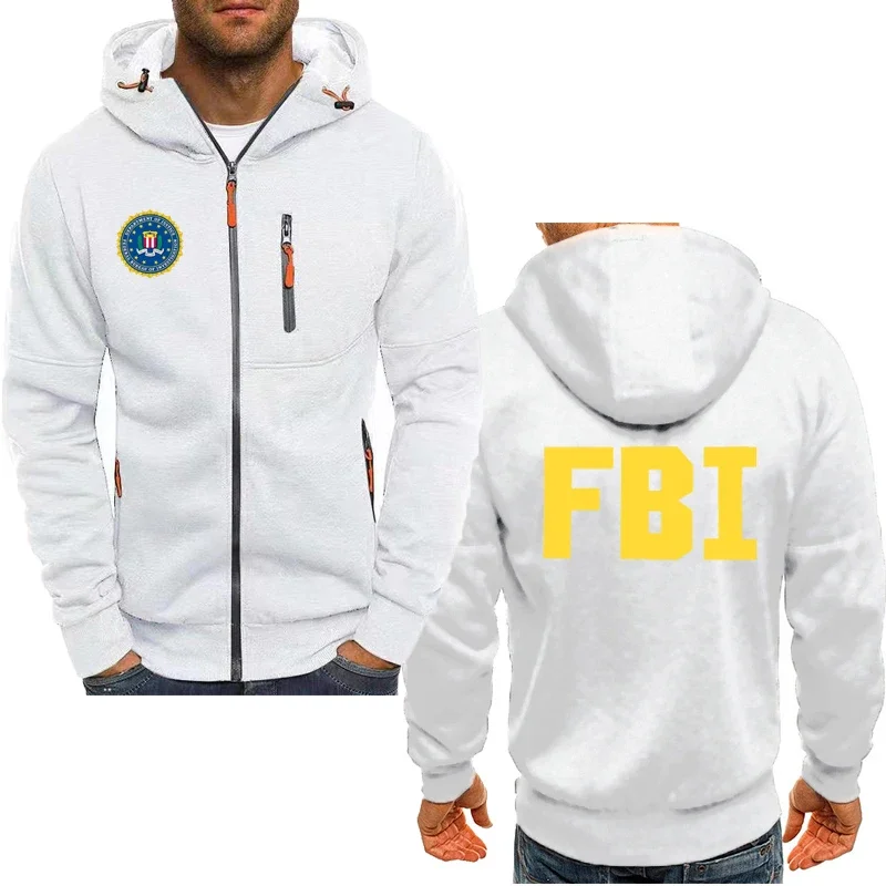 Jaqueta de algodão impresso FBI para homens, capuz de esportes ao ar livre, moletom com capuz moda casual marca top de alta qualidade, primavera,...