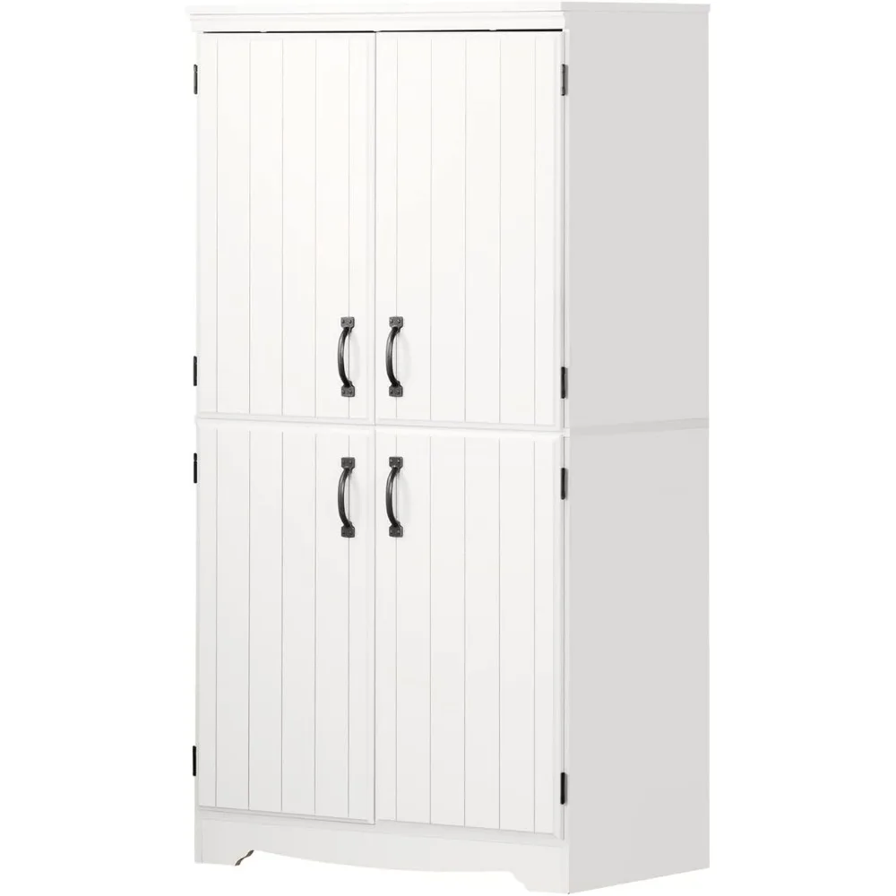 

White Tall 4-Door Storage Cabinet - Pure and Elegant