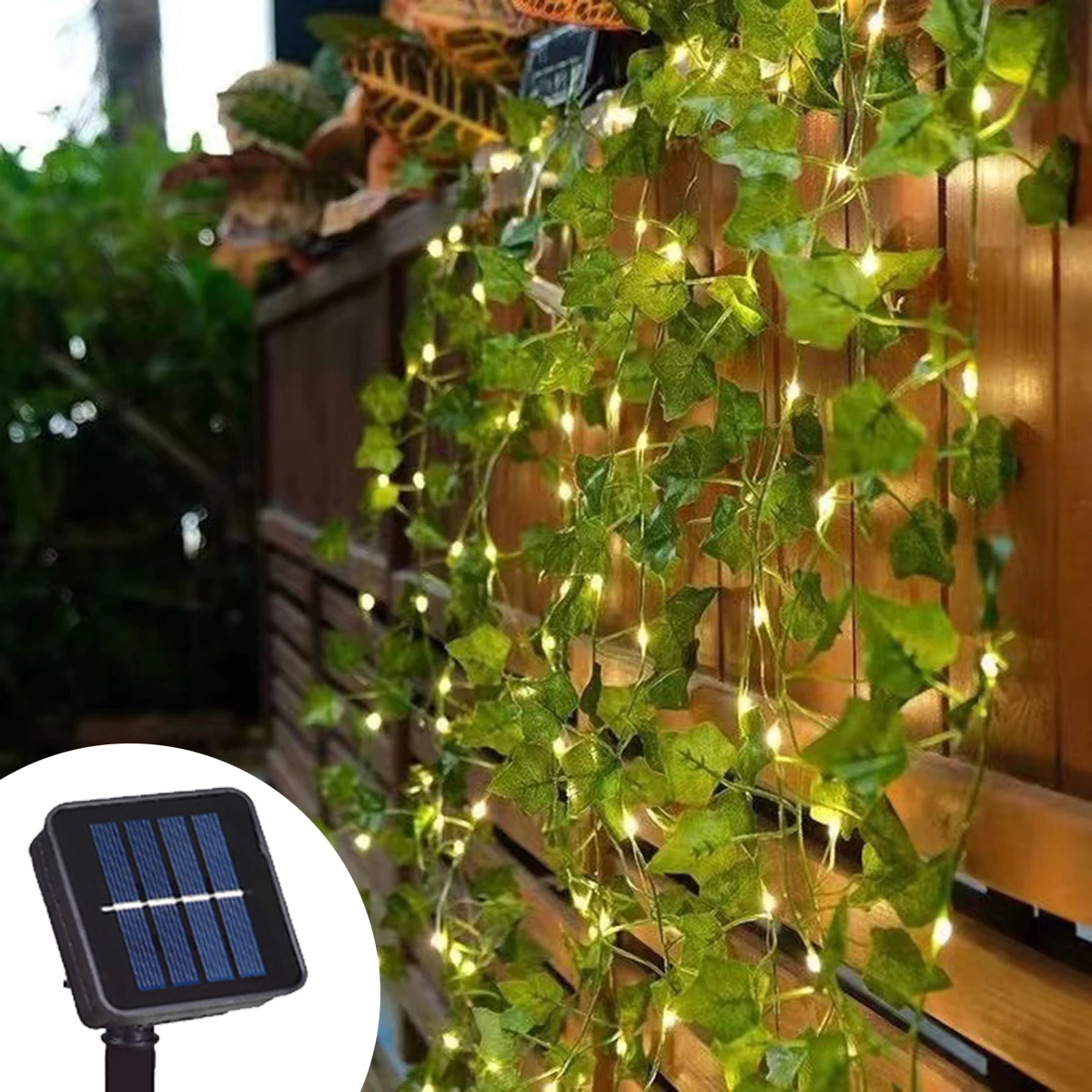 

2M-10M Green Solar Leaf Vine Ivy String Fairy Lights Garland Outdoor For Garden Christmas Party Courtyard Terrace Wedding Decor