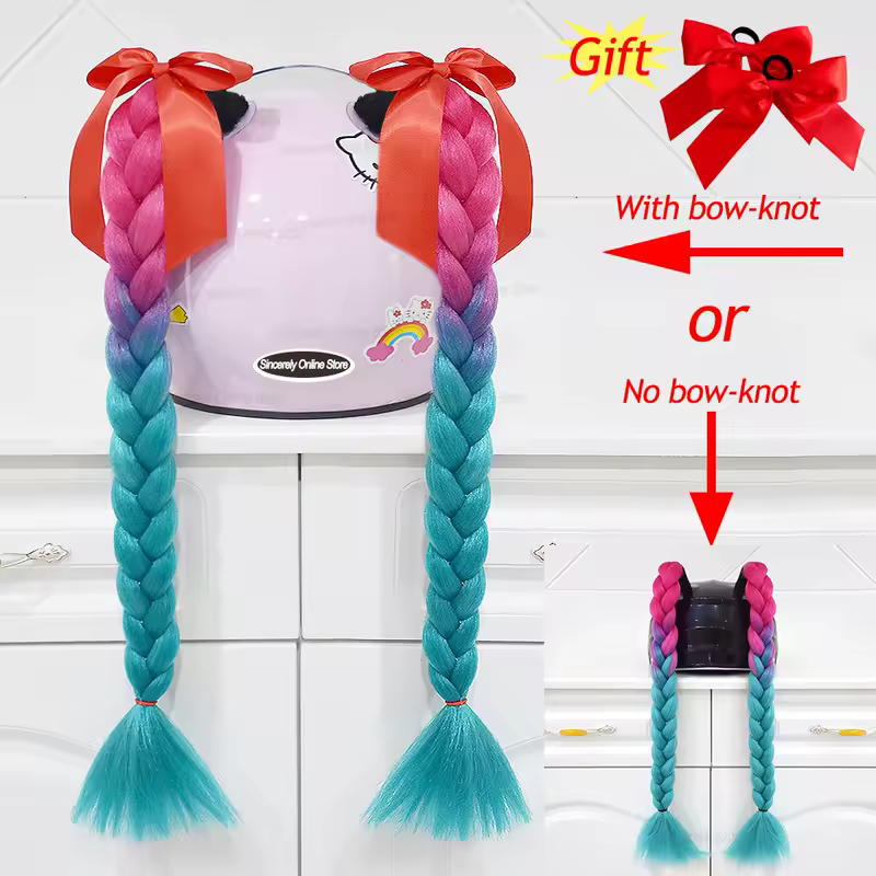 2pcs/pair New Motorcycle Helmet Braids Woman Braids Wig For Motorbike Helmets 164 colors Twist Dual Pigtail Ponytail With Sucker - Image 12