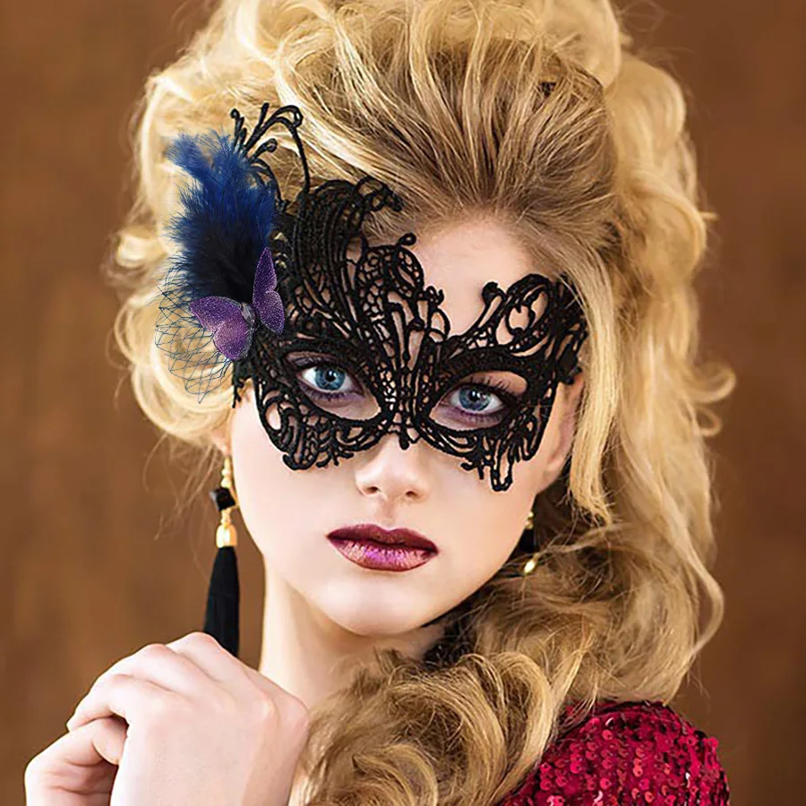 Black Sexy Women Hollow Lace Masquerade Face Mask Princess Party Cosplay Prom Props Costume Nightclub Queen Half Face Eye Mask
