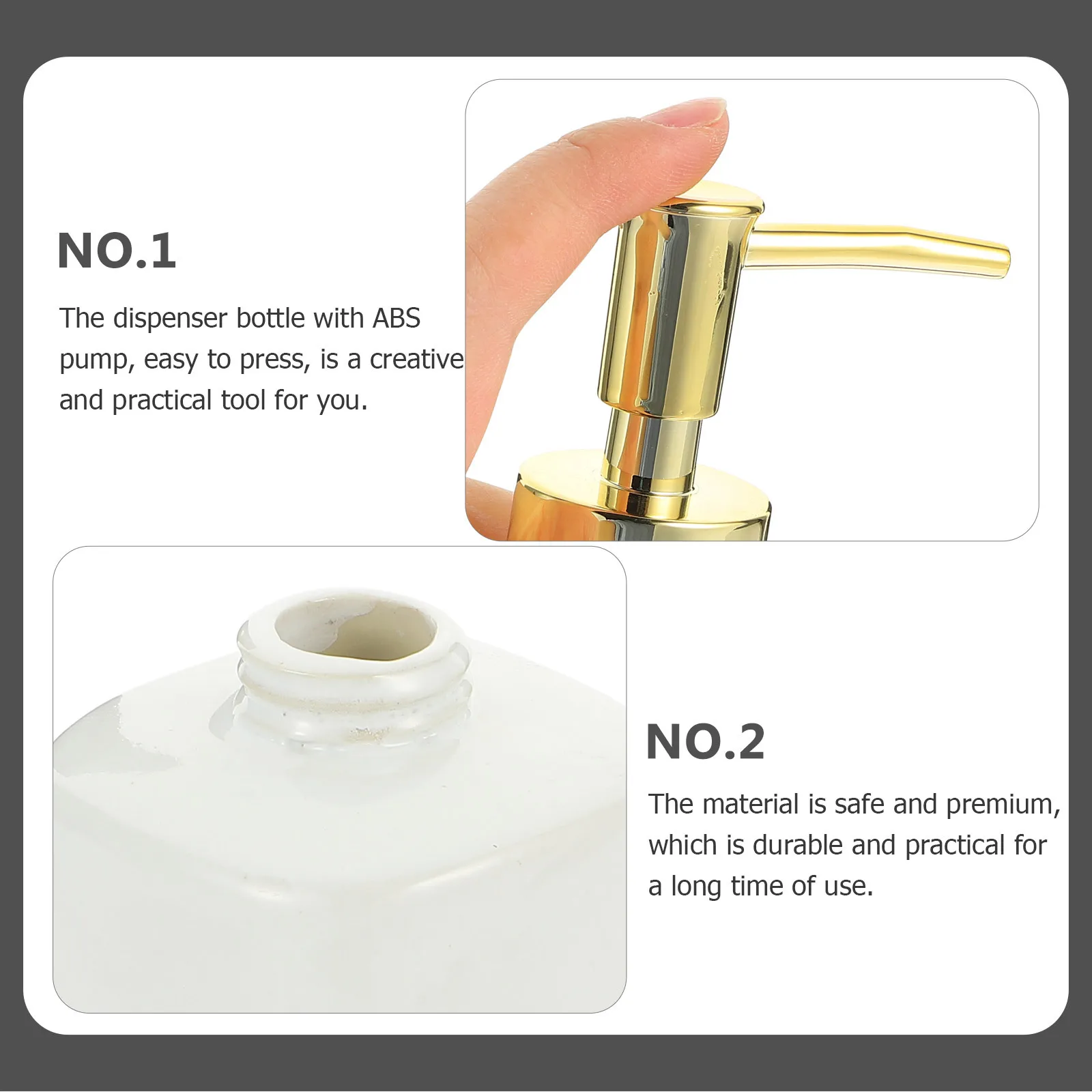 

2Pcs Sub-Packing Lotion Bottle with ABS Pump 300Ml Soap Dispenser Countertop for Home Hotel Shampoo Conditioner Storage