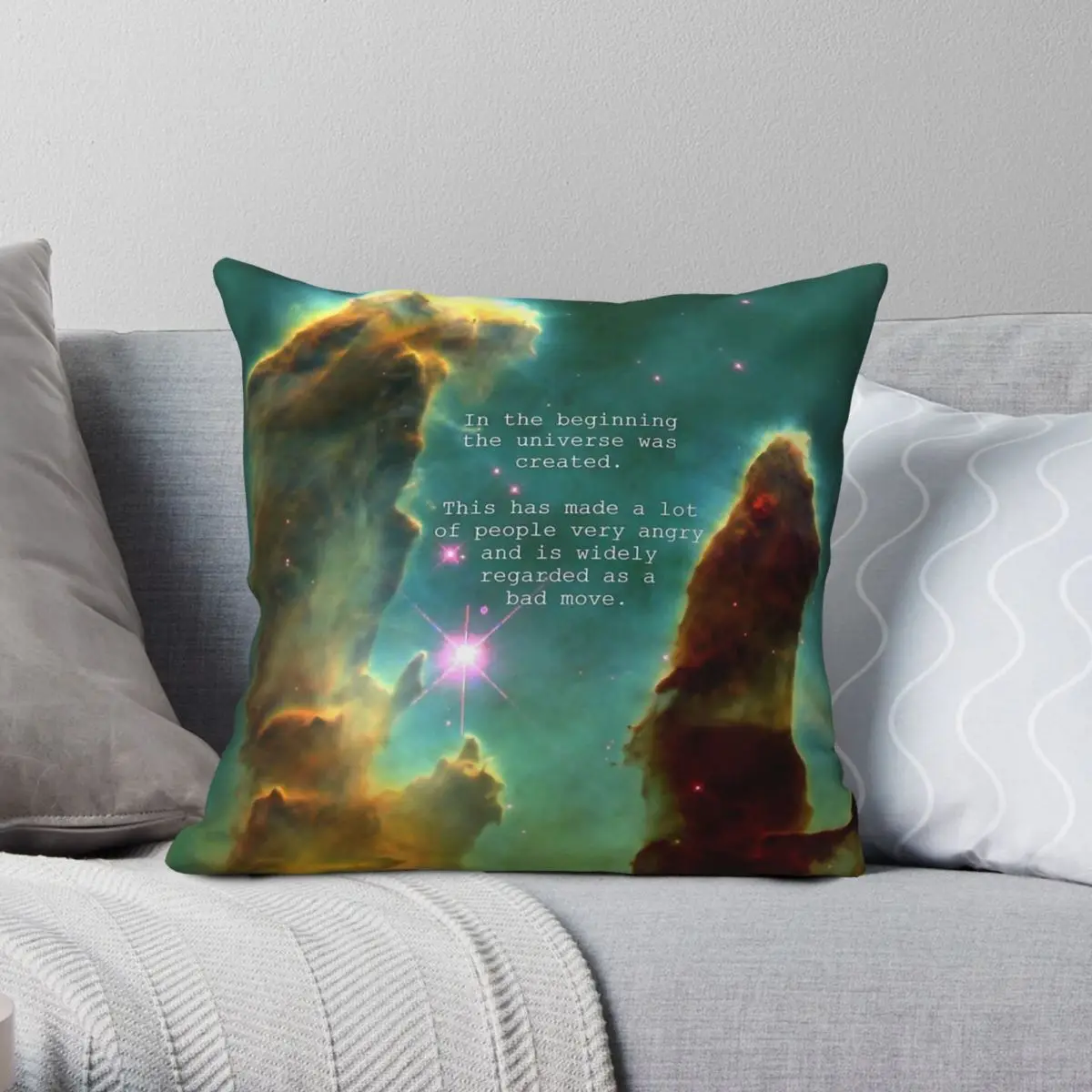 Hitchhiker's Guide Quote Square Pillowcase Polyester Linen Velvet Printed Zip Decorative Throw Pillow Case Car Cushion Case