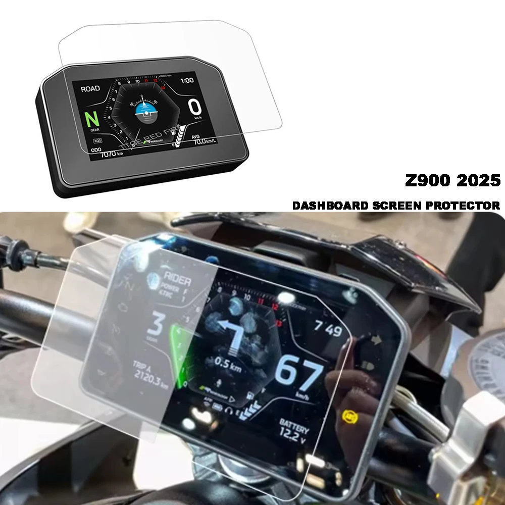 

For KAWASAKI Z900 2025+ TPU Dashboard Screen Protective Films LCD TFT Retrofit Parts Tempered Glass Motorcycle Instrument Films