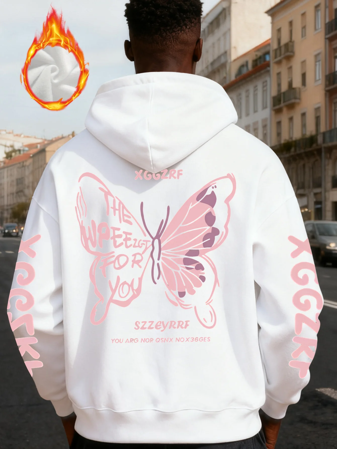 Schmetterlingsflügel-Druck-Trend für Männer und Frauen, Kapuzen-Sweatshirt, Herbst und Winter, täglich, Outdoor, Urlaub, Fitness, lässig, locker, warm, Sportbekleidung