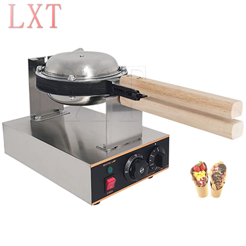 Commercial Bubble Waffle Maker 1400w Egg Bubble Puff Iron W/180°Rotatable 2 Pans Wooden Handles Stainless Steel Baker