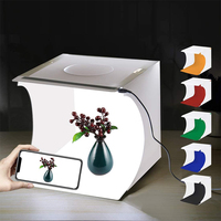 Portable Folding Lightbox Light Box Mini Photography Photo Studio Box Softbox 2 LED Photo Box with 6 Color Backdrops