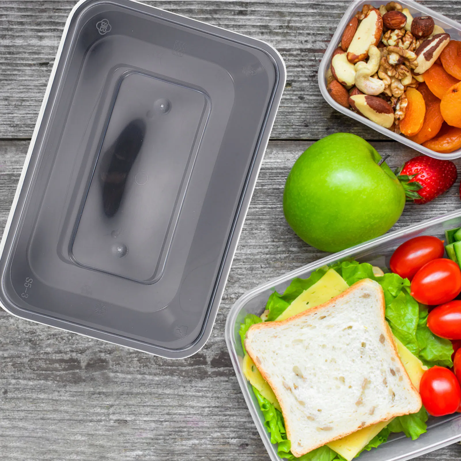 

50pcs Rectangular Food Boxes 500ML Black Long Containers for Takeout Disposable Bento with Lids Home Restaurant Kitchen