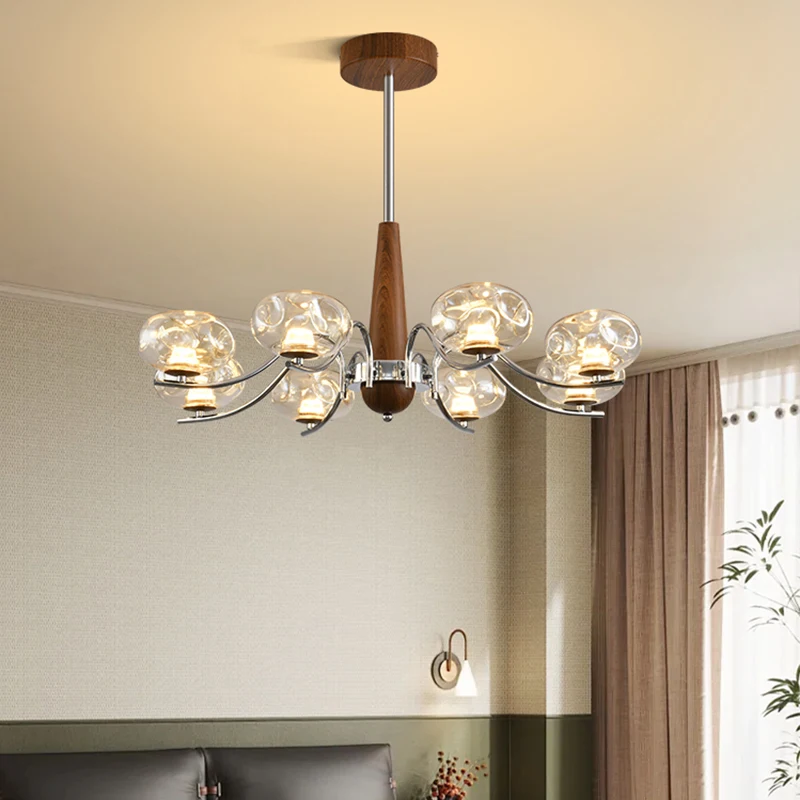 

Nordic Glass Pendant Light Indoor Chrome Chandelier Hanging Lamps for French Bedroom Living Rooms Restaurant Designer Lighting