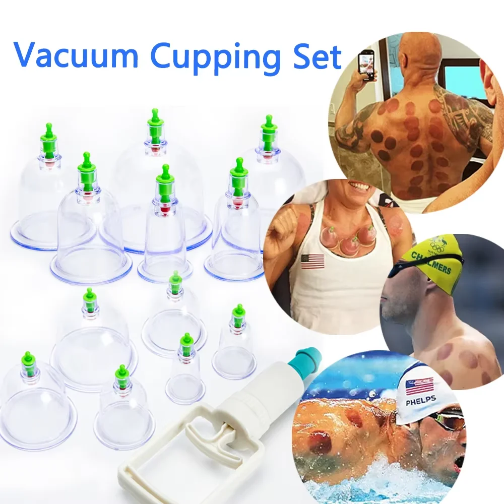 12/6Pcs Vacuum Cupping Set Suction Cups Set Plastic Vacuum Cupping Pump Fat Burner Therapy Anti Cellulite Massage Jars