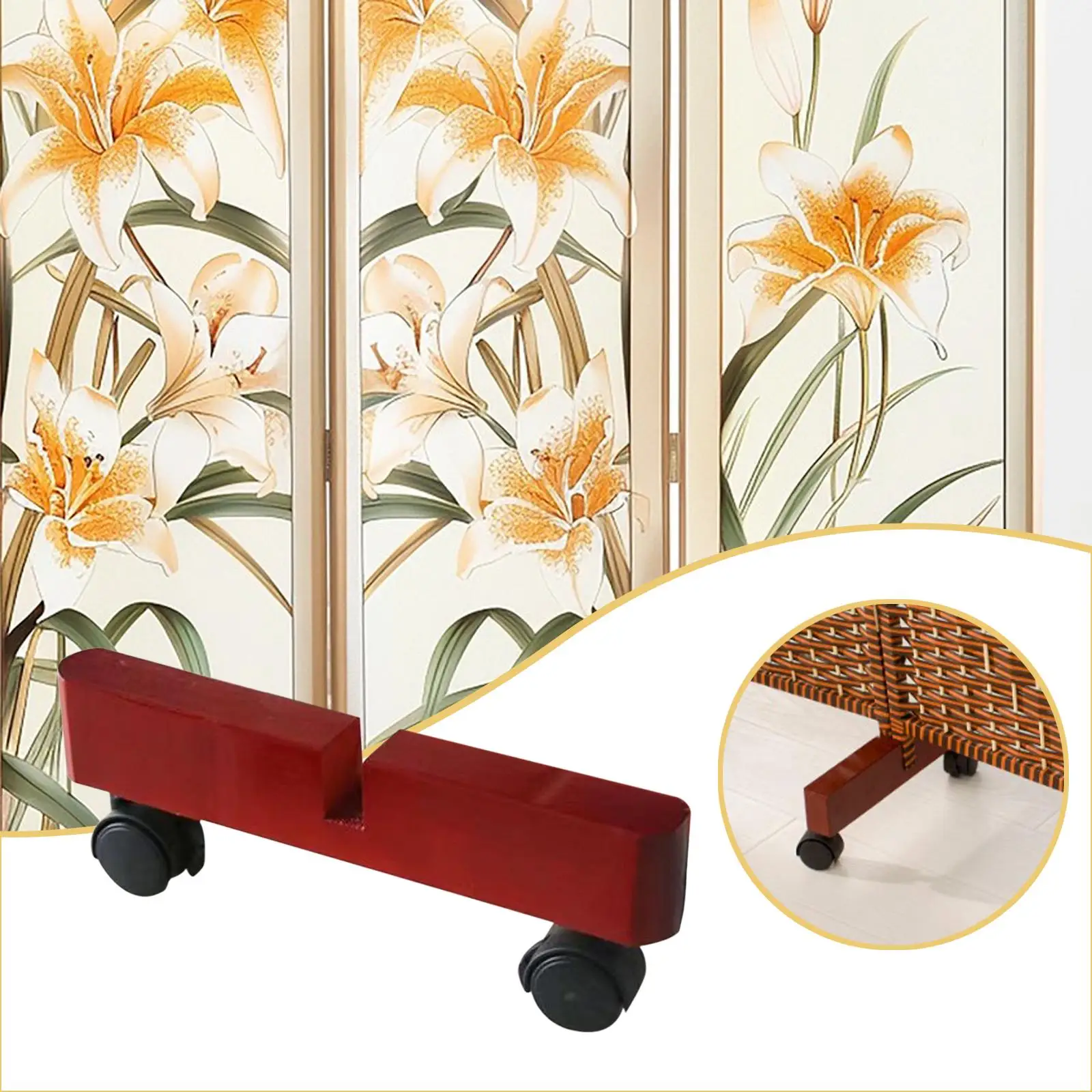 Room Divider Stand with Wheels Privacy Screen Holder for Bedroom Library