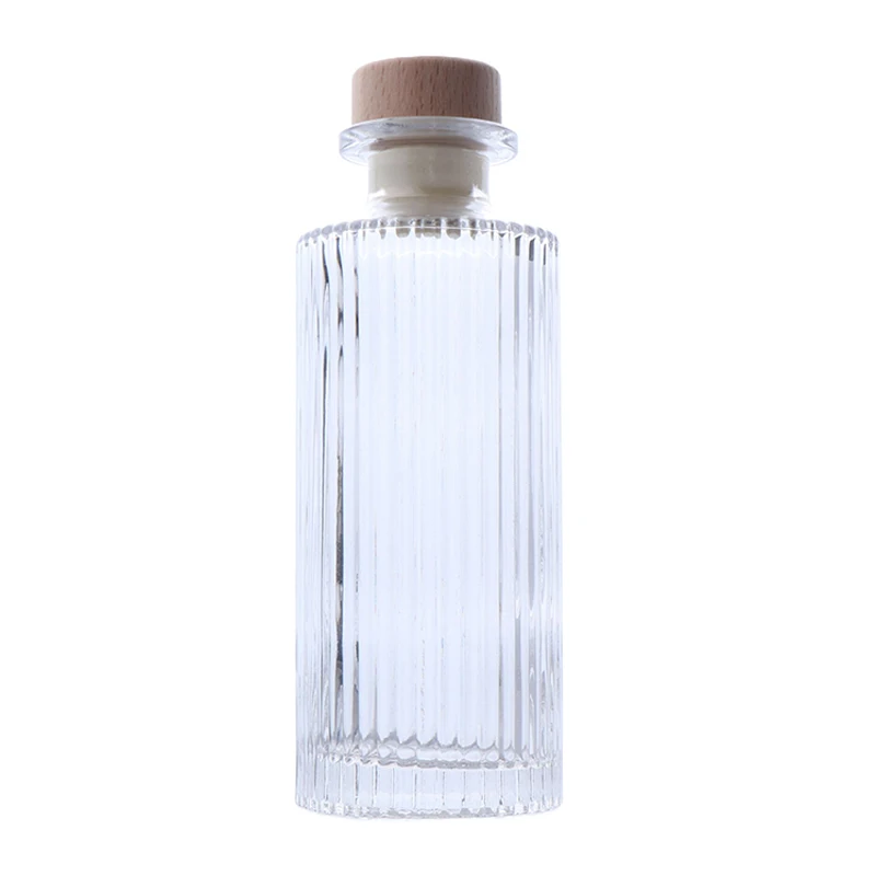 1pc Wood Lid Lead Free Wine Iced Coffee Bottles Glass Water Bottle Small Refillable Travel Sealed Bottles Tea Bottles