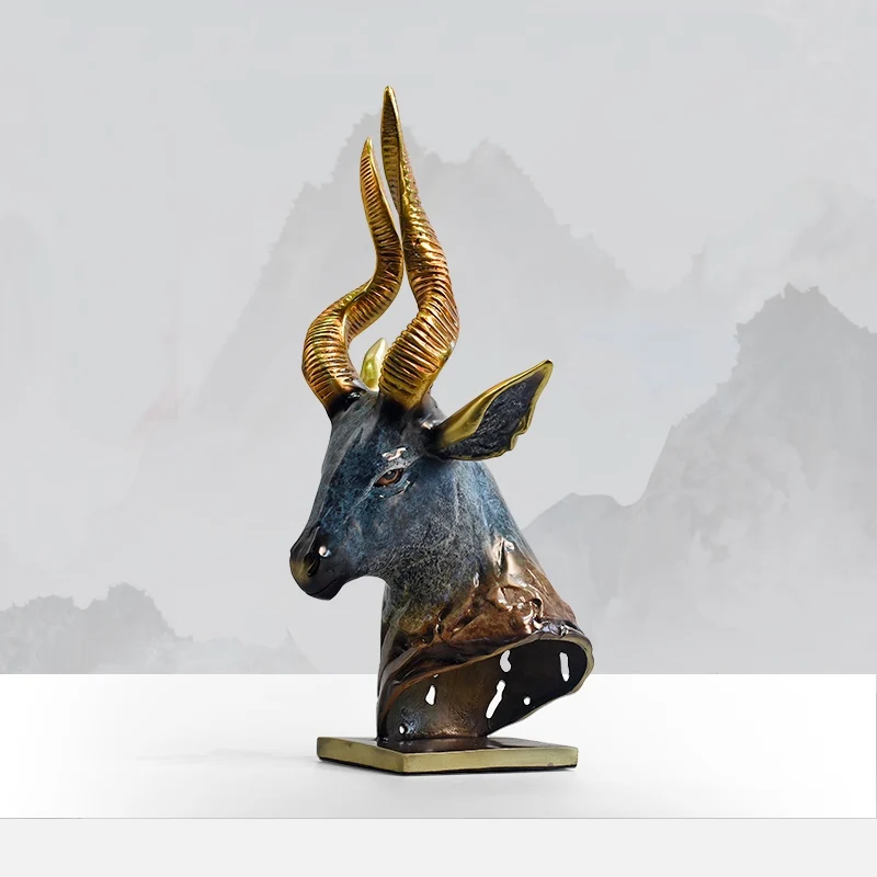 Goat Copper Handmade Sculpture Mascot Limited Edition Exquisite Office Desk Crafts Ornament Home Decors Accessory Business Gift